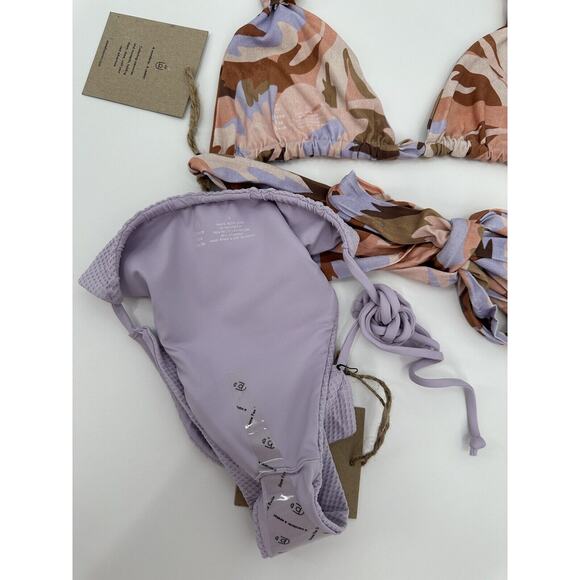 Stone Fox Swimwear Tropical Triangle Halter Tie Bikini Top & Bottom Size Large - Picture 4 of 4